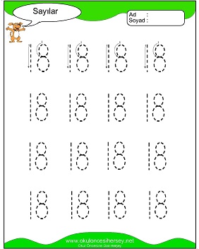 okul öncesi 1 sayısı çizgi çalışması